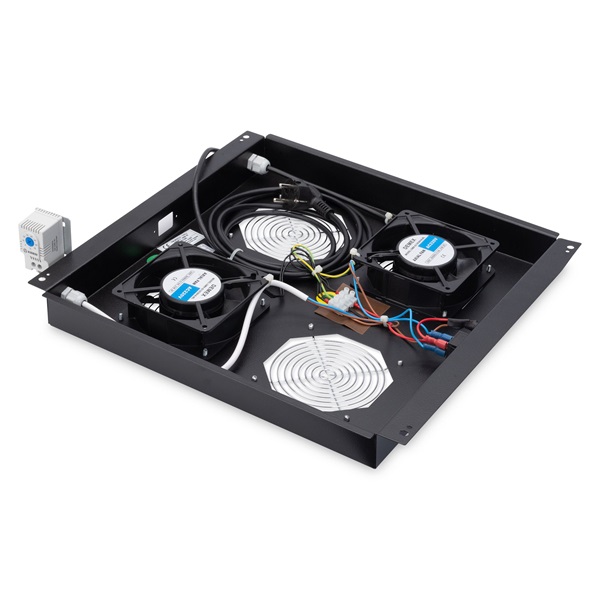 DIGITUS DN-19 FAN-2-B-N 2-es termosztátos fekete tetőventilátor Unique/Dynamic Basic rackszekrényhez