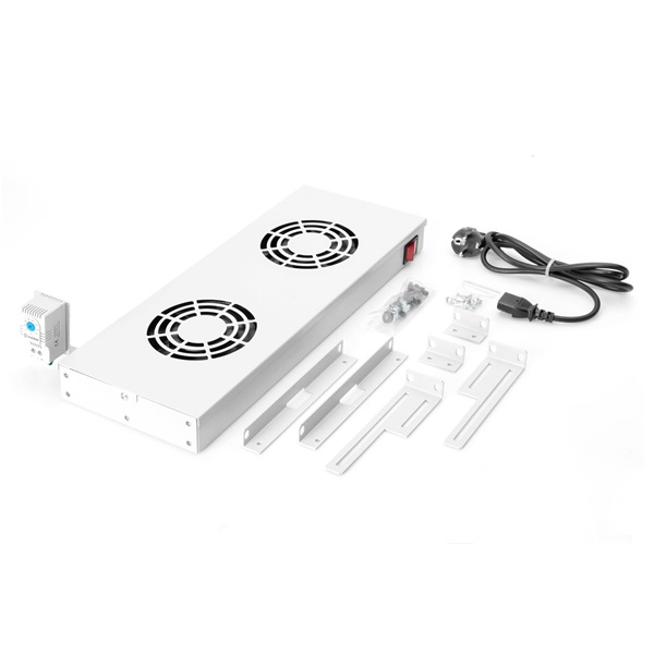 DIGITUS DN-19 FAN-2-HO 2-es termosztátos szürke tető/fiók ventilátor