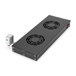 DIGITUS DN-19 FAN-2-HO-SW 2-es termosztátos fekete tető/fiók ventilátor