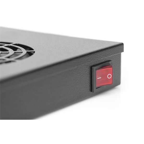 DIGITUS DN-19 FAN-2-HO-SW 2-es termosztátos fekete tető/fiók ventilátor