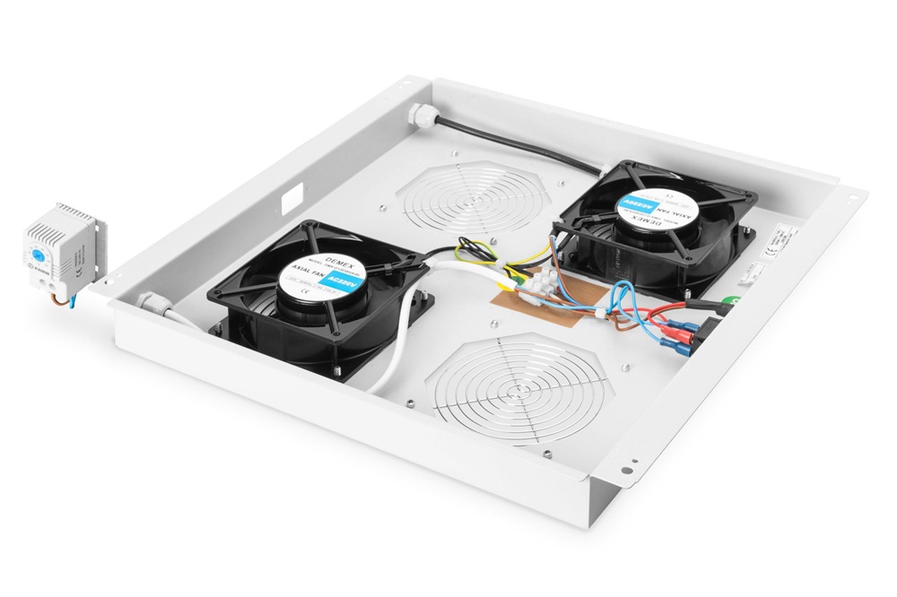 DIGITUS DN-19 FAN-2-N 2-es termosztátos szürke tetőventilátor Unique/Dynamic Basic rackszekrényhez