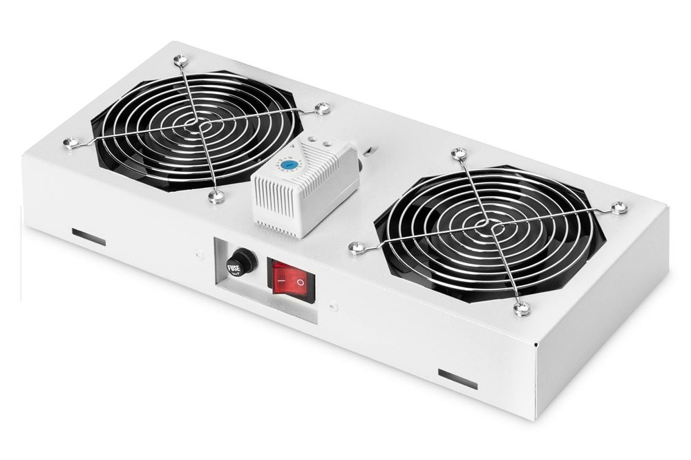DIGITUS DN-19 FAN-2-WM-T 2-es termosztátos szürke tetőventilátor Unique/Dynamic/SOHO rackszekrényhez
