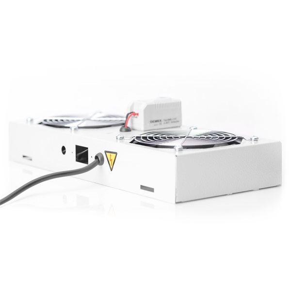 DIGITUS DN-19 FAN-2-WM-T 2-es termosztátos szürke tetőventilátor Unique/Dynamic/SOHO rackszekrényhez