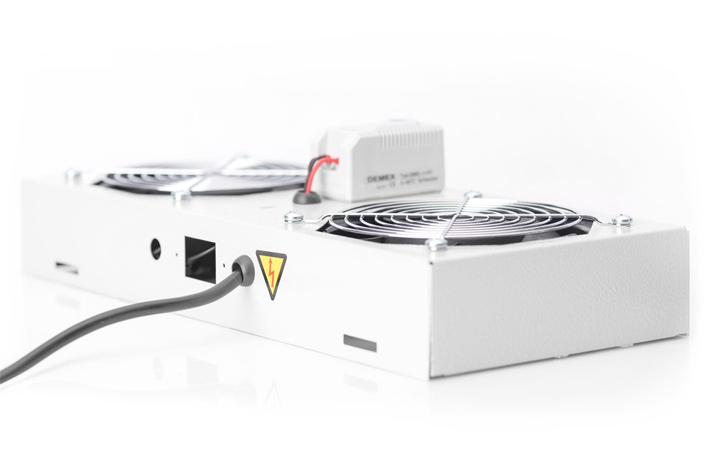 DIGITUS DN-19 FAN-2-WM-T 2-es termosztátos szürke tetőventilátor Unique/Dynamic/SOHO rackszekrényhez