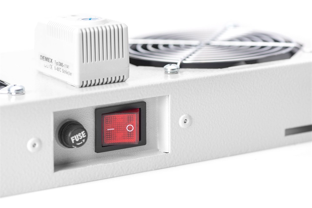 DIGITUS DN-19 FAN-2-WM-T 2-es termosztátos szürke tetőventilátor Unique/Dynamic/SOHO rackszekrényhez