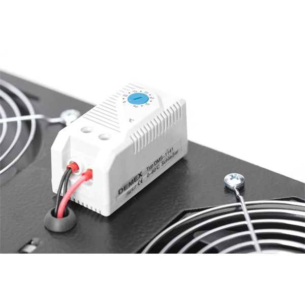 DIGITUS DN-19 FAN-2-WM-T-SW 2-es termosztátos fekete tetőventilátor Unique/Dynamic/SOHO rackszekrényhez