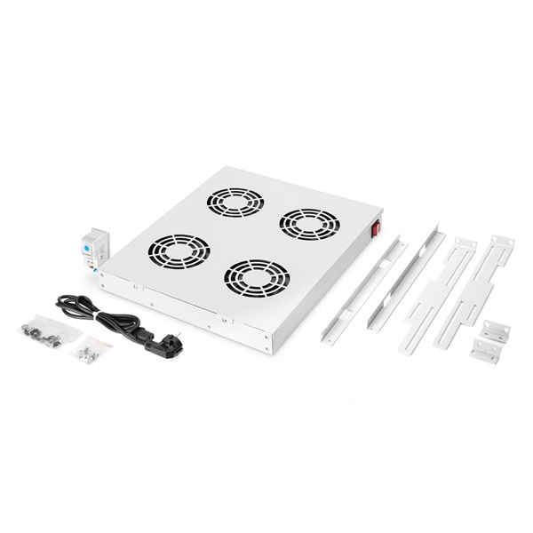 DIGITUS DN-19 FAN-4-HO 4-es termosztátos szürke fiók/tető ventilátor