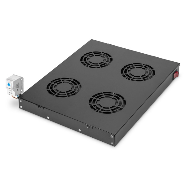 DIGITUS DN-19 FAN-4-HO-SW  4-es termosztátos fekete fiók/tető ventilátor