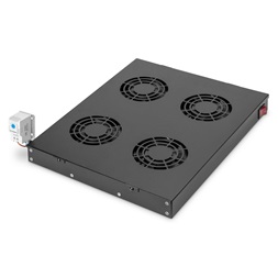 DIGITUS DN-19 FAN-4-HO-SW  4-es termosztátos fekete fiók/tető ventilátor