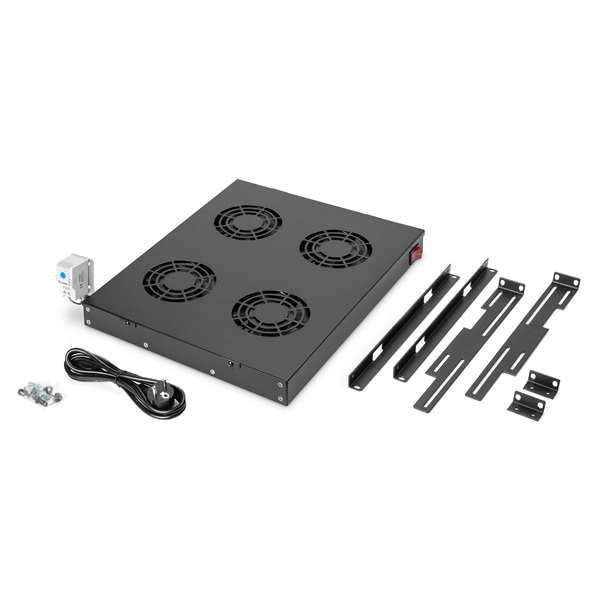 DIGITUS DN-19 FAN-4-HO-SW  4-es termosztátos fekete fiók/tető ventilátor