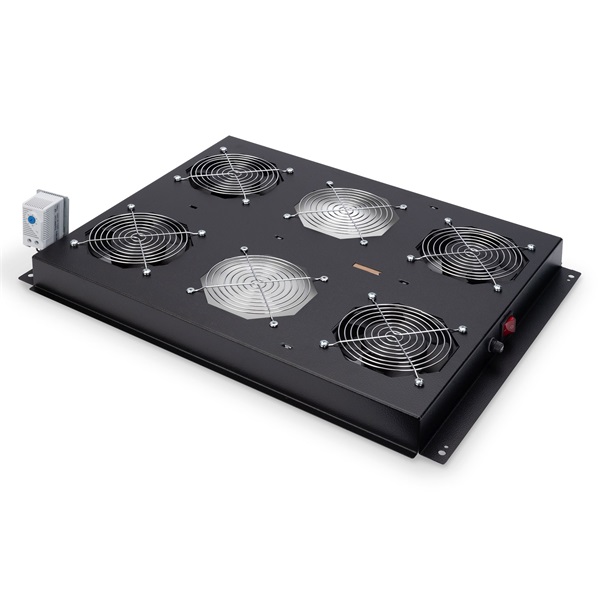 DIGITUS DN-19 FAN-4-SRV-B  4-es termosztátos fekete tetőventilátor Unique szerverszekrényhez