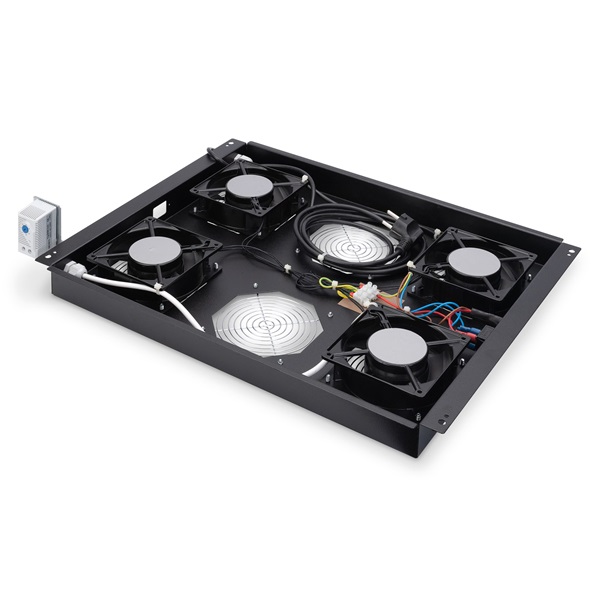 DIGITUS DN-19 FAN-4-SRV-B  4-es termosztátos fekete tetőventilátor Unique szerverszekrényhez