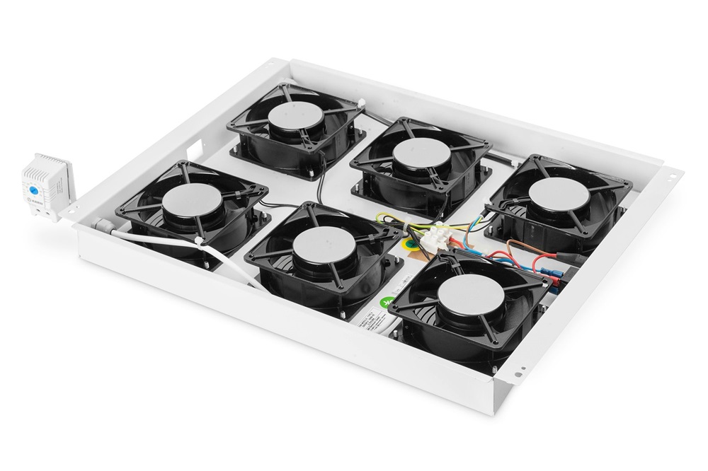 DIGITUS DN-19 FAN-6-SRV 6-os termosztátos szürke tetőventilátor Unique szerverszekrényhez