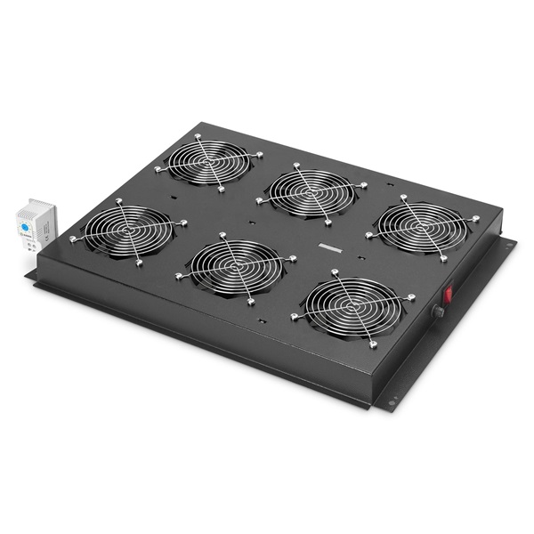DIGITUS DN-19 FAN-6-SRV-B 6-os termosztátos fekete tetőventilátor Unique szerverszekrényhez