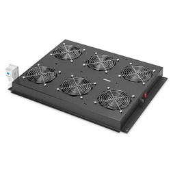 DIGITUS DN-19 FAN-6-SRV-B 6-os termosztátos fekete tetőventilátor Unique szerverszekrényhez
