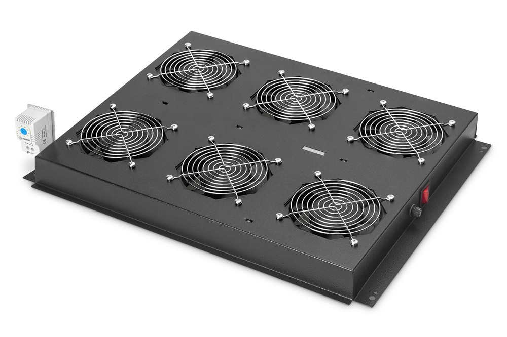 DIGITUS DN-19 FAN-6-SRV-B 6-os termosztátos fekete tetőventilátor Unique szerverszekrényhez