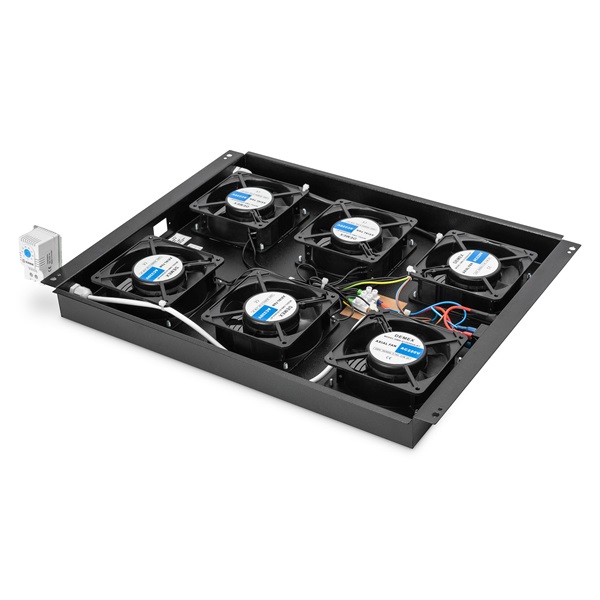 DIGITUS DN-19 FAN-6-SRV-B 6-os termosztátos fekete tetőventilátor Unique szerverszekrényhez