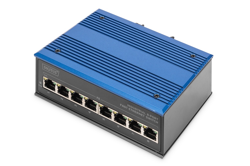DIGITUS DN-650106 8port 10/100 falra szerelhető ipari switch