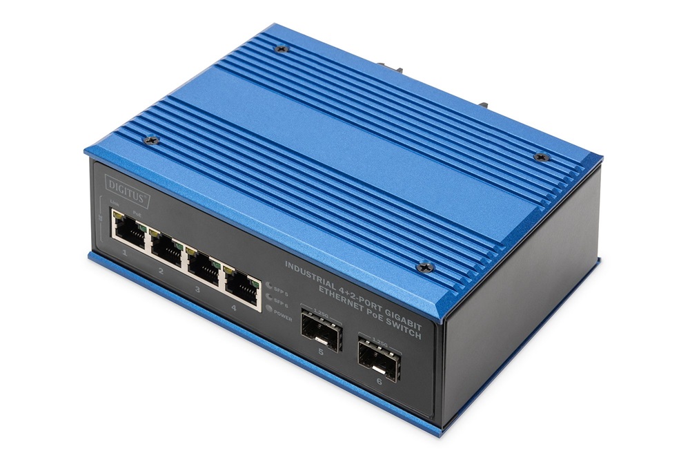 DIGITUS DN-651149 4x GbE Lan port 2x SFP PoE 100W port menedzselhető ipari switch