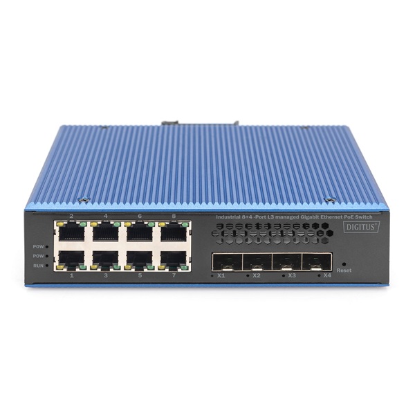 DIGITUS DN-651161 8x GbE Lan port 4x SFP+ port PoE 200W menedzselhető ipari switch