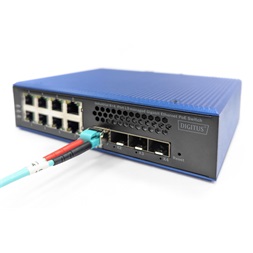 DIGITUS DN-651161 8x GbE Lan port 4x SFP+ port PoE 200W menedzselhető ipari switch