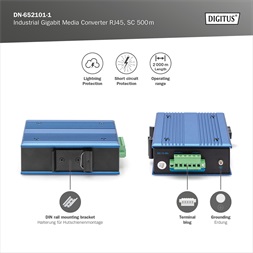 DIGITUS DN-652101 1x GbE Rj45 1x SC duplex multimódusú 0,5km ipari média konverter