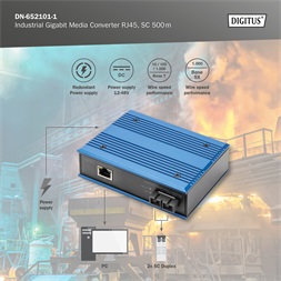 DIGITUS DN-652101 1x GbE Rj45 1x SC duplex multimódusú 0,5km ipari média konverter