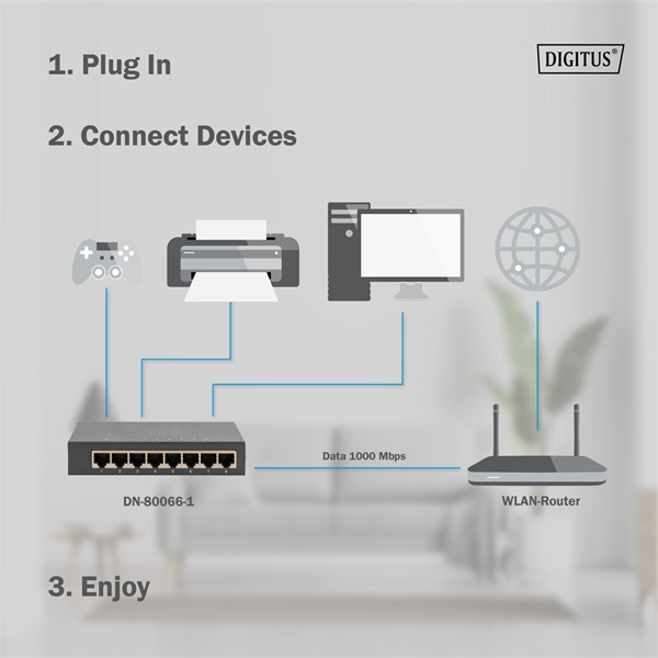 DIGITUS DN-80066-1 8x GbE Lan port nem menedzselhető asztali switch