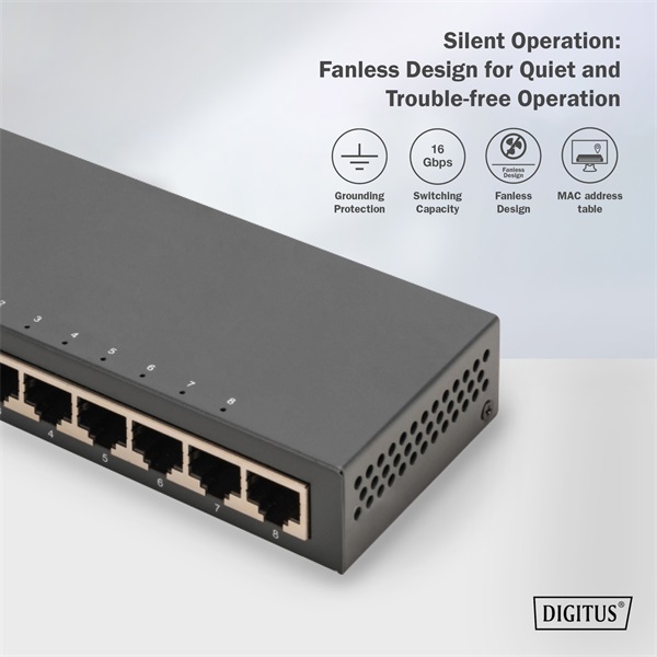DIGITUS DN-80066-1 8x GbE Lan port nem menedzselhető asztali switch