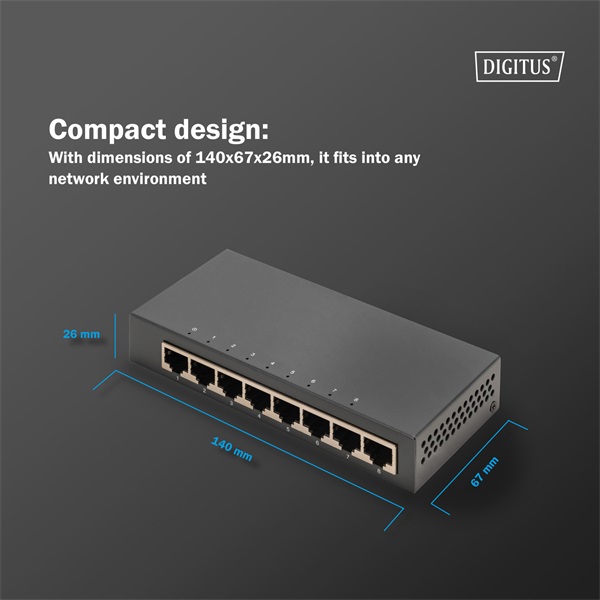 DIGITUS DN-80066-1 8x GbE Lan port nem menedzselhető asztali switch