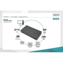 DIGITUS DN-80067 8x GbE Lan port 2x SFP port nem menedzselhető asztali switch