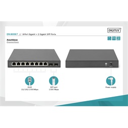 DIGITUS DN-80067 8x GbE Lan port 2x SFP port nem menedzselhető asztali switch