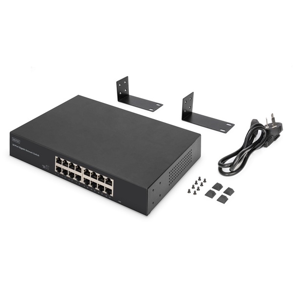 DIGITUS DN-80112-2 1U 19" 16x GbE Lan nem menedzselhető switch