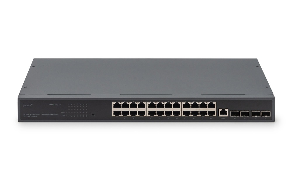 DIGITUS DN-80223 24x GbE Lan port 4x SFP port menedzselhető switch