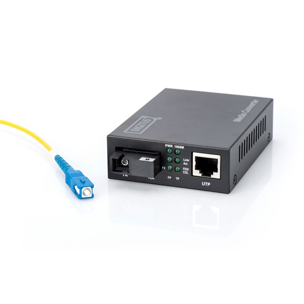DIGITUS DN-82123 Gigabit monomódusú 1x GbE Lan port 1x SC simplex BiDi egyszálas Tx1550nm/Rx1310nm média konverter