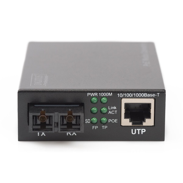 DIGITUS DN-82150 Gigabit multimodusú 500m PoE  SC média konverter
