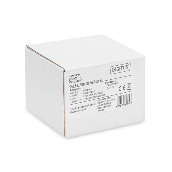 DIGITUS DN-9007-1 Cat6A Modulo50 dupla süllyesztett aljzat 2xRJ45 árnyékolt csatlakozóval