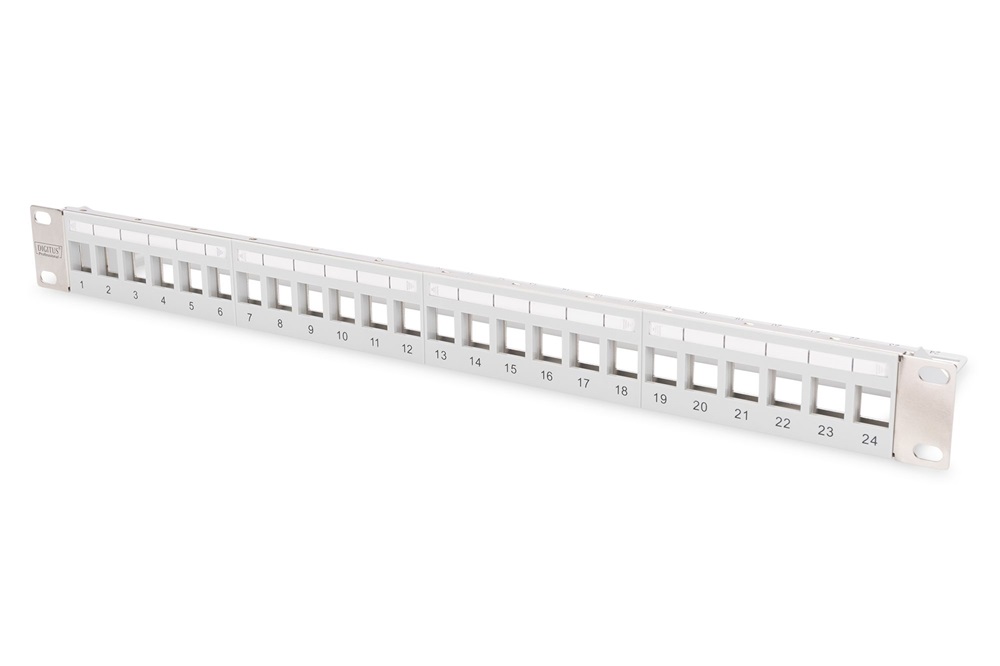 DIGITUS DN-91410-LF 24port 19" 1U  moduláris szürke árnyékolt Patch Panel