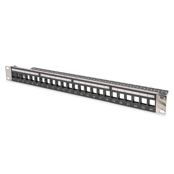 DIGITUS DN-91411-LF 24port 19" 1U moduláris fekete árnyékolt üres Patch Panel
