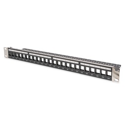 DIGITUS DN-91411-LF 24port 19" 1U moduláris fekete árnyékolt üres Patch Panel