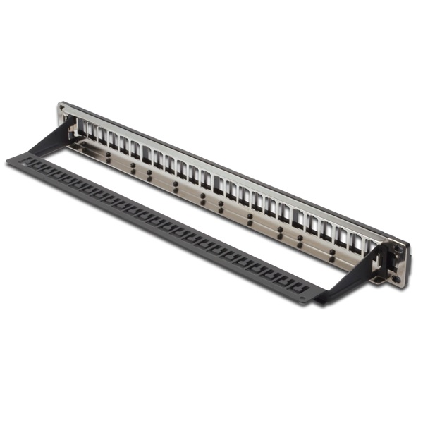 DIGITUS DN-91411-LF 24port 19" 1U moduláris fekete árnyékolt üres Patch Panel