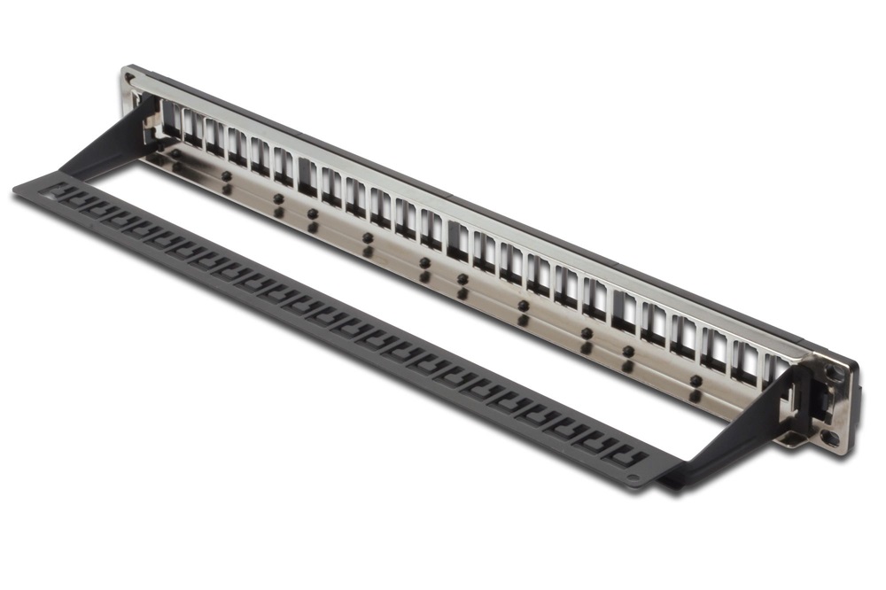 DIGITUS DN-91411-LF 24port 19" 1U moduláris fekete árnyékolt üres Patch Panel