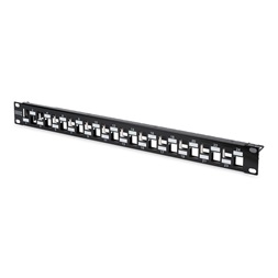 DIGITUS DN-91412 24port 19" 1U moduláris lépcsős kialakitású fekete árnyékolt Patch Panel