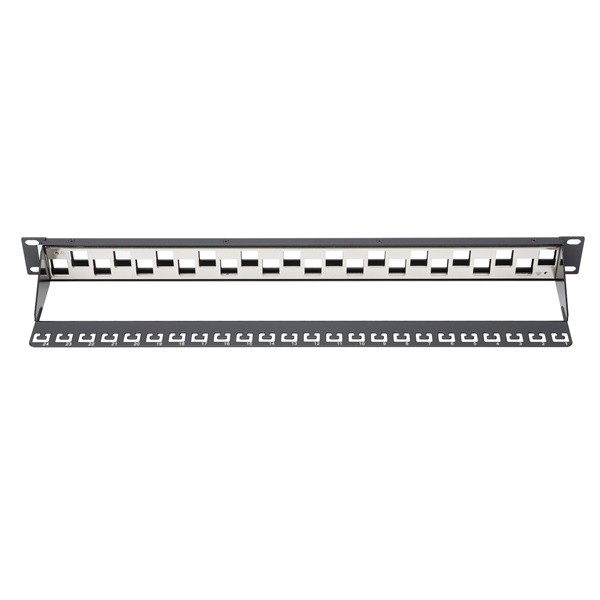 DIGITUS DN-91412 24port 19" 1U moduláris lépcsős kialakitású fekete árnyékolt Patch Panel