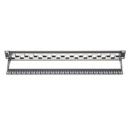 DIGITUS DN-91412 24port 19" 1U moduláris lépcsős kialakitású fekete árnyékolt Patch Panel