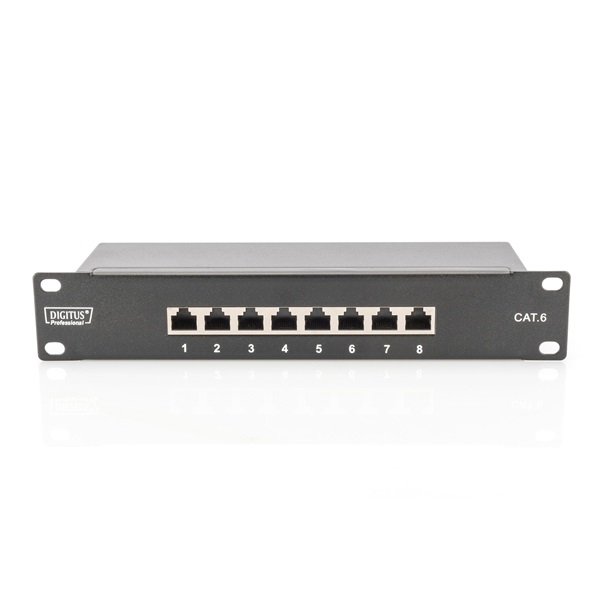 DIGITUS DN-91608S CAT6 8port 10" 1U fekete árnyékolt Patch Panel