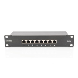 DIGITUS DN-91608S CAT6 8port 10" 1U fekete árnyékolt Patch Panel
