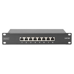 DIGITUS DN-91608S-EA CAT6A 8port 10" 1U fekete árnyékolt Patch Panel