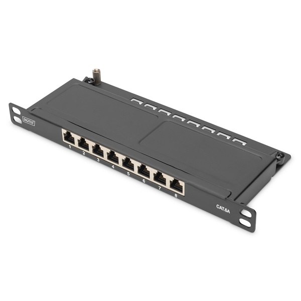 DIGITUS DN-91608S-SL-EA CAT6A 8port 10" 0,5U fekete árnyékolt Patch Panel