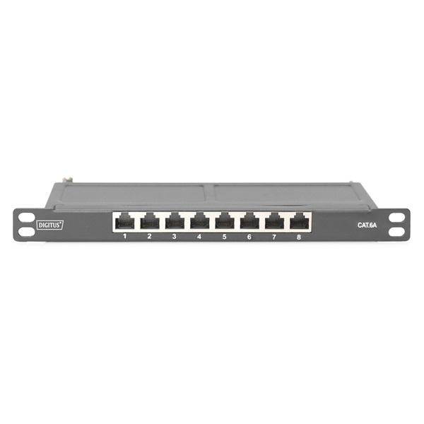 DIGITUS DN-91608S-SL-EA CAT6A 8port 10" 0,5U fekete árnyékolt Patch Panel